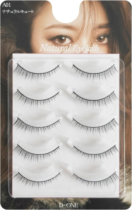 D-ONE Natural 5 Pairs False Eyelashes (A01, Natural Cute)