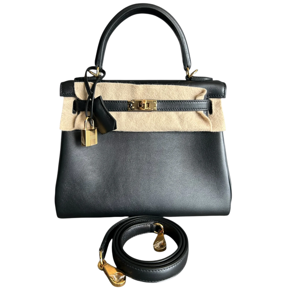 HERMÈS 'BLACK' GOLD HARDWARE SWIFT KELLY 25