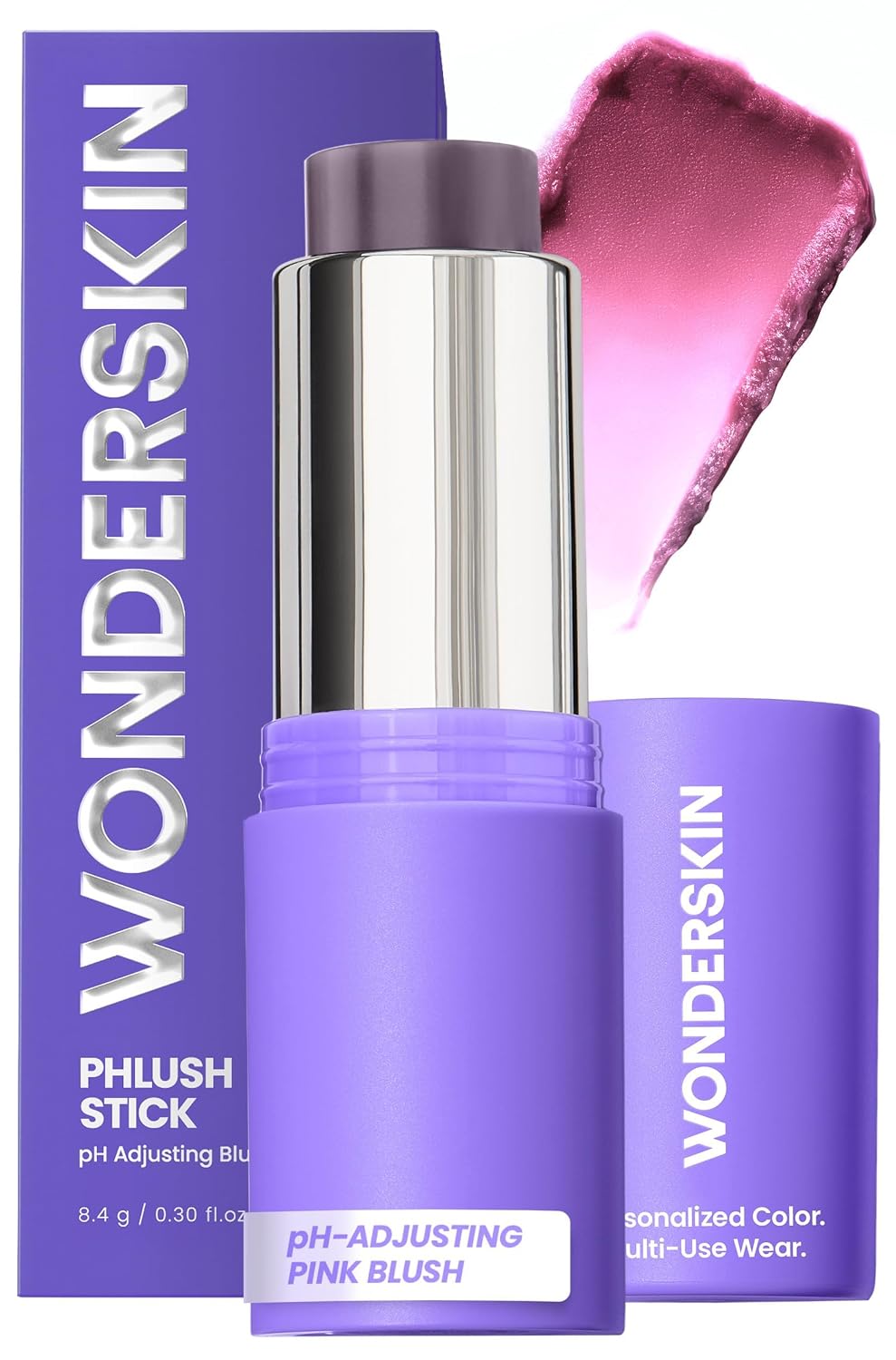 Wonderskin Colorete en barra pH-Activado - pHlush Barra multiusos, tinte cremoso para mejillas y labios, maquillaje nutritivo refrescante que ajusta el color