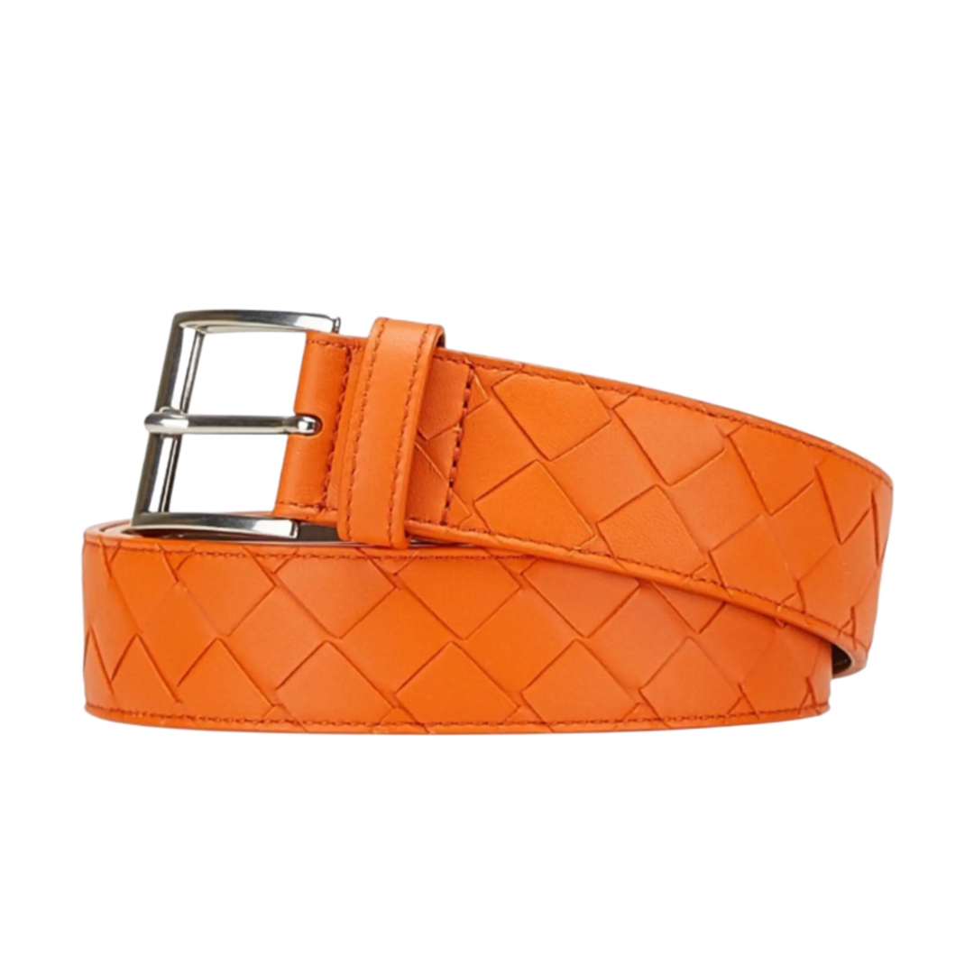 BOTTEGA VENETA 'INTRECCIATO ORANGE' LEATHER BELT
