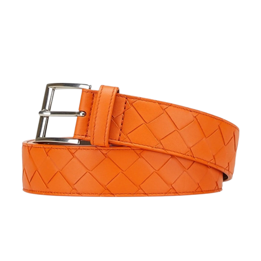 BOTTEGA VENETA 'INTRECCIATO ORANGE' LEATHER BELT