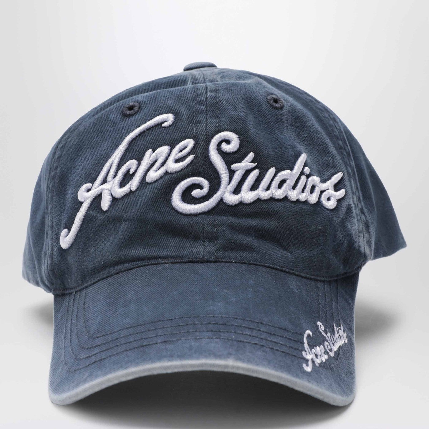 Acne Studios にきびスタジオ青洗浄されたエフェクト野球帽をロゴ付き - Image 1