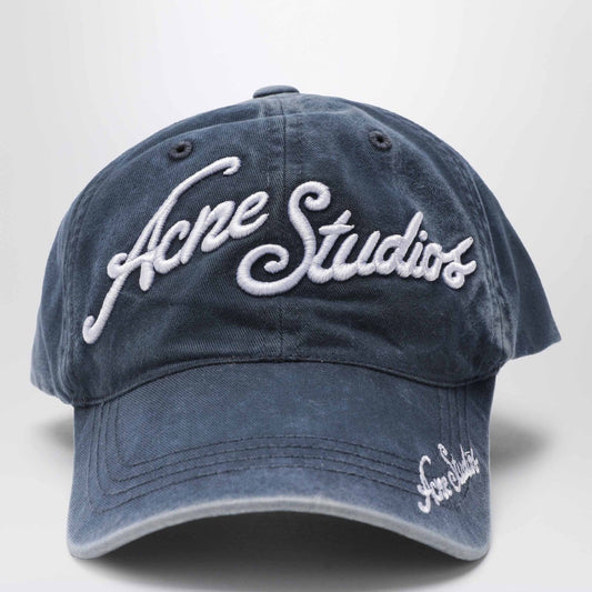 Acne Studios にきびスタジオ青洗浄されたエフェクト野球帽をロゴ付き - Image 1