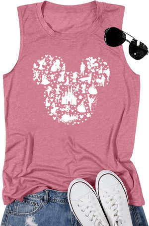 Camiseta de manga corta con diseño de castillo mágico para mujer, diseño de hadas, informal, para vacaciones, vacaciones