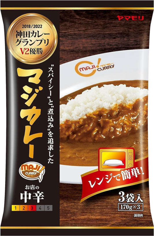 Yamamori Kanda Curry Grand Prix Magicary Curry, Medium Spicy in Store, 3 Bags, 18.9 oz (510 g)