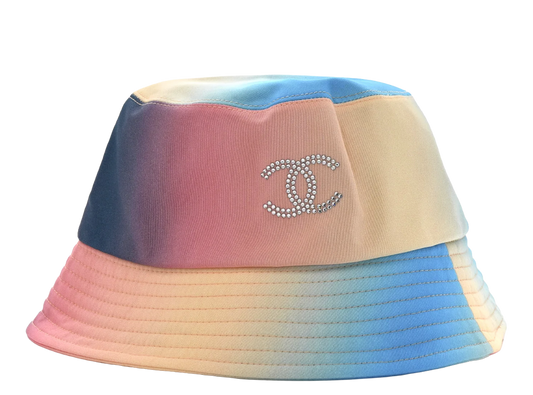 CHANEL 24C RHINESTONE 'CC' OMBRE BUCKET HAT