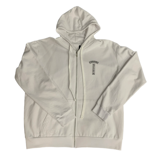 CHROME HEARTS 'FUCK YOU' T BAR ZIP UP WHITE HOODIE