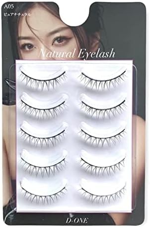 D-ONE Natural False Eyelashes, 5 Pairs (A05, Pure Natural)