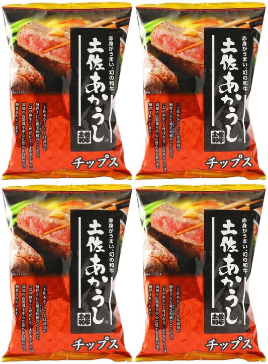 Shikoku Kensho Tosa Akausshi Chips, 4.0 oz (110 g) x 4 Bags, Rice Sweets, Snacks, Snacks, Snacks, Sweets, Souvenirs, Kochi Prefecture, Tea Infused