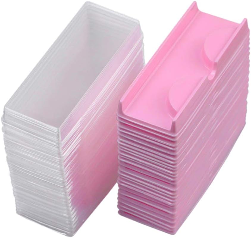 Frcolor False Eyelash Case, False Eyelash Storage Case, False Eyelash Storage Box, Cute, Travel, Portable, 50-Piece Set, Pink