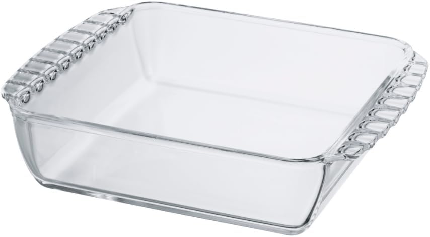 HARIO HKOZ-130-BK Heat Resistant Glass Square Plate, 43.8 fl oz (1,300 ml), Baking, Made in Japan, Clear