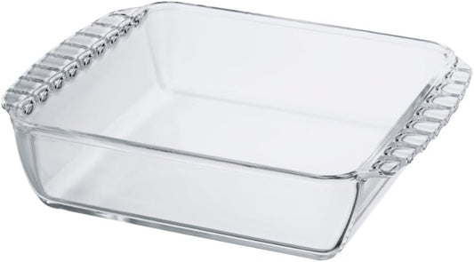 HARIO HKOZ-130-BK Heat Resistant Glass Square Plate, 43.8 fl oz (1,300 ml), Baking, Made in Japan, Clear