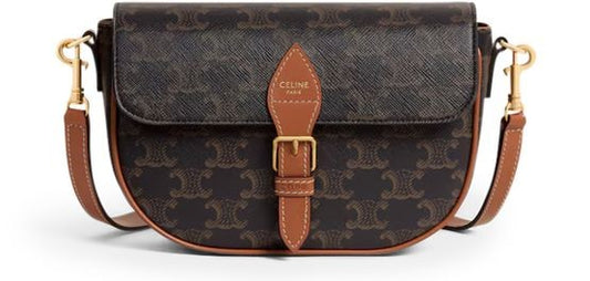 CELINE Folco shoulder bag in Triomphe canvas and calfskin - Image 1