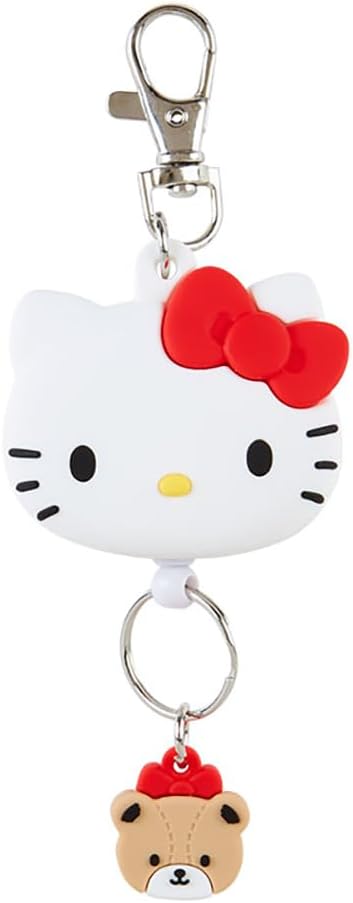 Sanrio 168645 Face Shaped Reel Key Holder, Hello Kitty Key Mascot, Hello Kitty, 5.1 x 1.9 x 0.7 inches (13 x 4.9 x 1.8 cm), Character