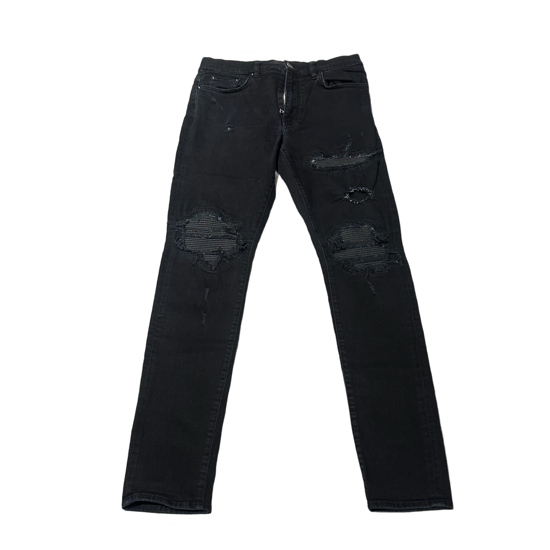 AMIRI 'BLACK' DISTRESSED SKINNY JEANS
