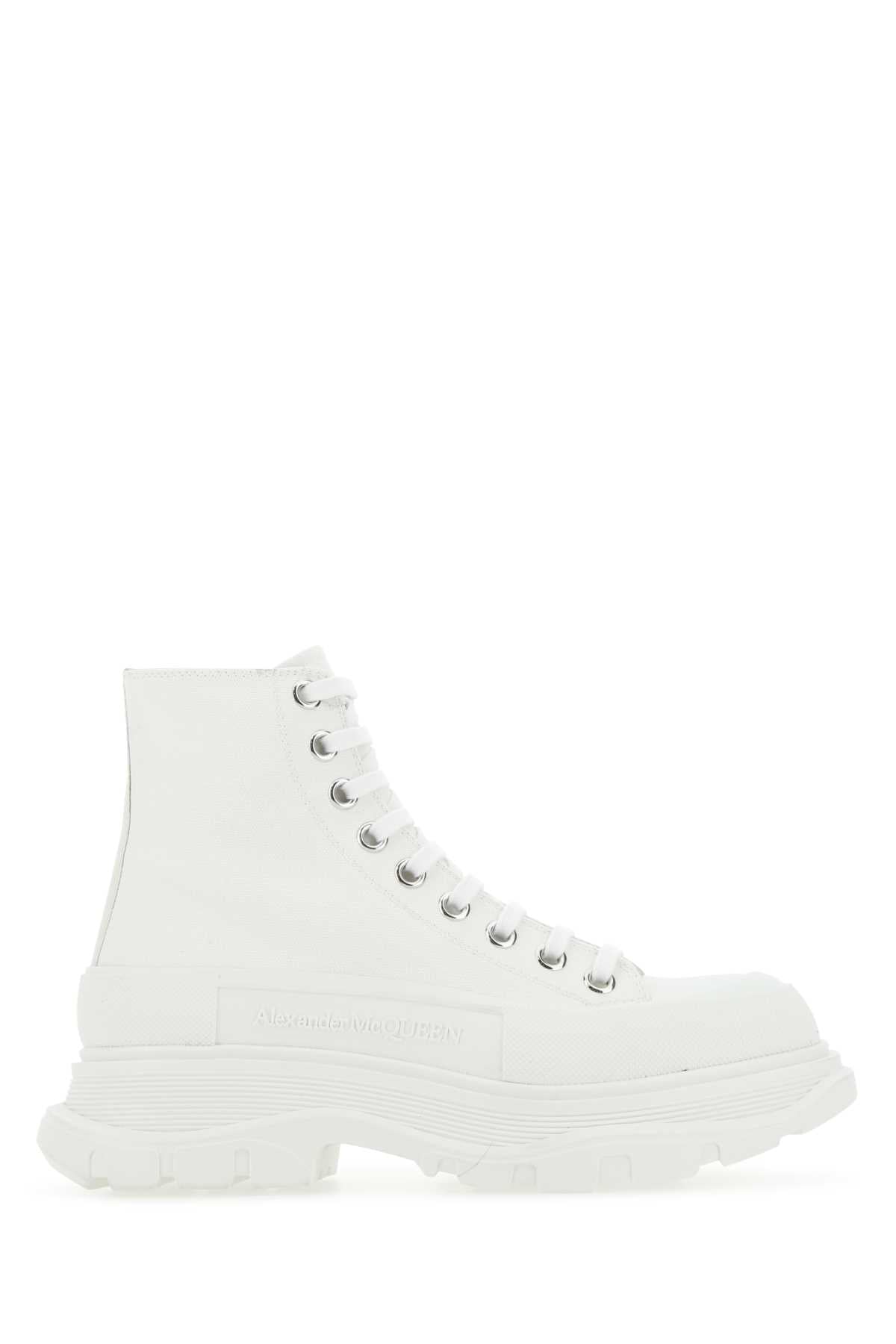 Alexander Mcqueen アレクサンダーマックイーンホワイトキャンバストレッドスリックスニーカー - Image 1