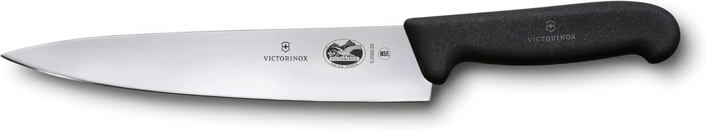Victorinox 5.2003.22-X1 Fibrox Pro Chef Knife, 8.7 Inches (22 cm), Black, Dishwasher Safe, Professional Smooth Cutting Knife with Ergonomic Non-slip Handle