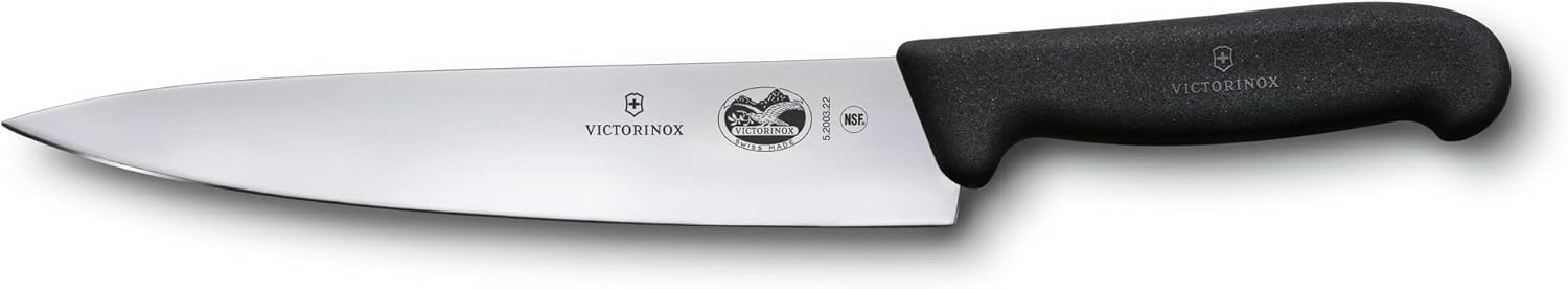 Victorinox 5.2003.22-X1 Fibrox Pro Chef Knife, 8.7 Inches (22 cm), Black, Dishwasher Safe, Professional Smooth Cutting Knife with Ergonomic Non-slip Handle
