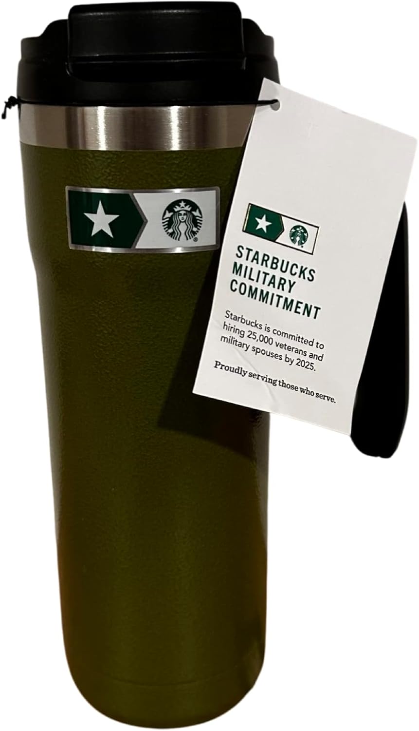 Starbucks Stanley Armed Forces Army Green Vaso Tumbler con Sellado al Vacío 20oz