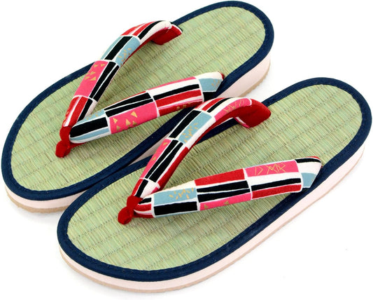 [Takeharu] Women's Sandals, Rush, Made in Japan, Zori Sandals, Round Tatami Sandals, Folding Sandals, Cute Large Size, Flowers, White, Black, Pink, Polka Dots, Non-Slip, Perfect for Your Feet,