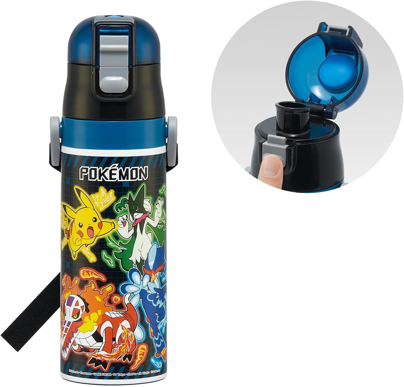 Skater SDC4-A Children's Water Bottle, Direct Drinking, 15.2 fl oz (470 ml), Pokemon 25, Boys, Cold Insulation, Stainless Steel, Lightweight Type, Sports Bottle, Kids, Water Bottle
