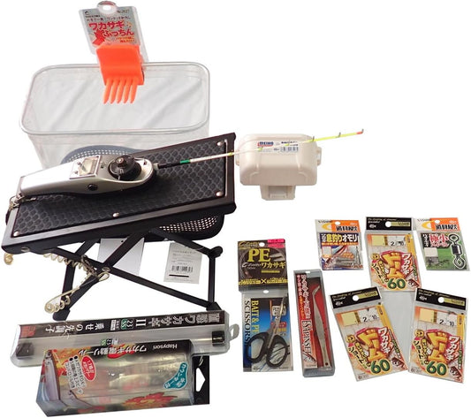 Fishing Zanmai Intuition Wakasagi II Dome Boat Rod, 9.1 inches (23 cm), Electric Reel, PE Line, Bait Box, Stand Included, Complete Set