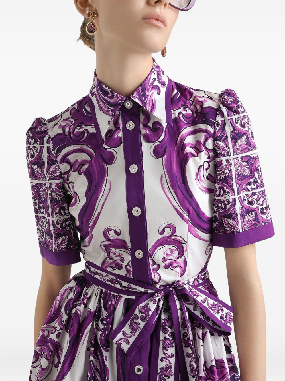 Dolce  Gabbana Dolce＆Gabbana Maiolicaプリントコットンシャツドレス - Image 1