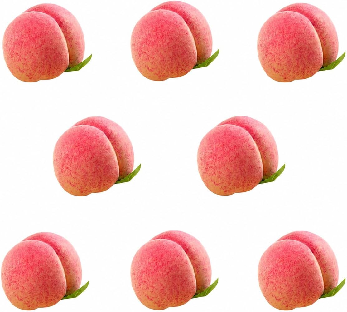 PLEGOOD Peach Food Sample Display Photo Props Fake Set of 8 (Flat Peach)
