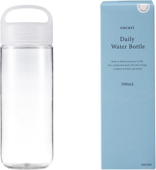 Marna Daily Water Bottle, 16.9 fl oz (500 ml) (Washerless) Smooth Mouth Feel Like Glass (Lightweight / Dishwasher Safe), Water Bottle, Drink Bottle (Made in Japan, Easy to Clean), Calm White K795W