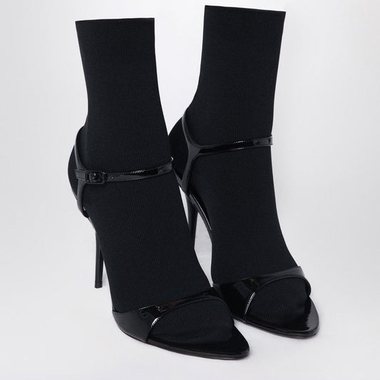 Balenciaga パテントレザーとメッシュのバレンシアガアベニューソックブラックサンダル - Image 1