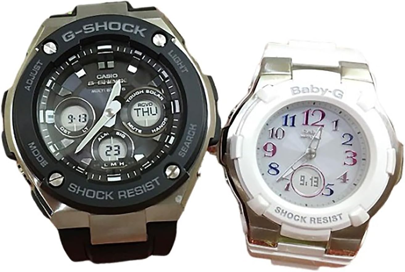 CASIO GST-W300-1AJF GST-W300-1AJF BGA-1100GR-7BJF Baby G Analog Digital Radio Solar Pair Pair Watch Pair Watch, black white, Bracelet Type