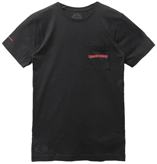 CHROME HEARTS 'RED SCROLL LOGO' BLACK POCKET TEE