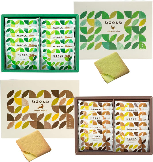 Uji Enchanted Cat Langdosha, Pack of 16 (Matcha & Sponged Tea, 8 Each), Individually Packaged, Gift, Bakery, Authentic Sweets at Tea Shop, Uses Rice Flour, Store at Room Temperature | ギフトにも最適 贈り物 おしゃれ
