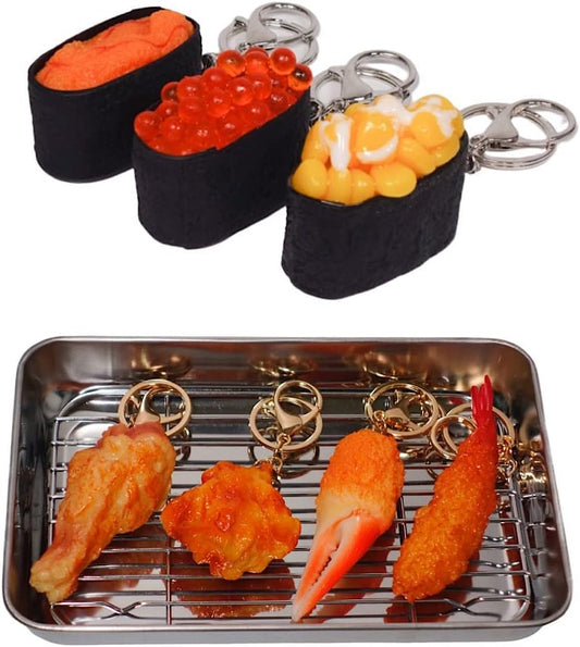 Food Sample Key Holder, Sushi, Fried Food, Scrolls, Realistic Showa Retro Bag, Keys, Key Ring, Choice of Variations