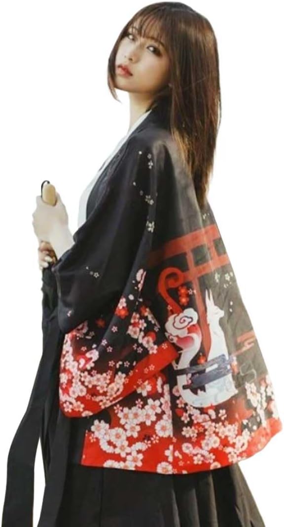 [AiO JAPAN] Houoki, Black, White, Summer Festival, Temple, Shrine, Hanten, Hanten, Happi, Festival Costume, Ink Painting, Wolf, Fushimi, Rinko, Japanese Pattern, Multiple Patterns