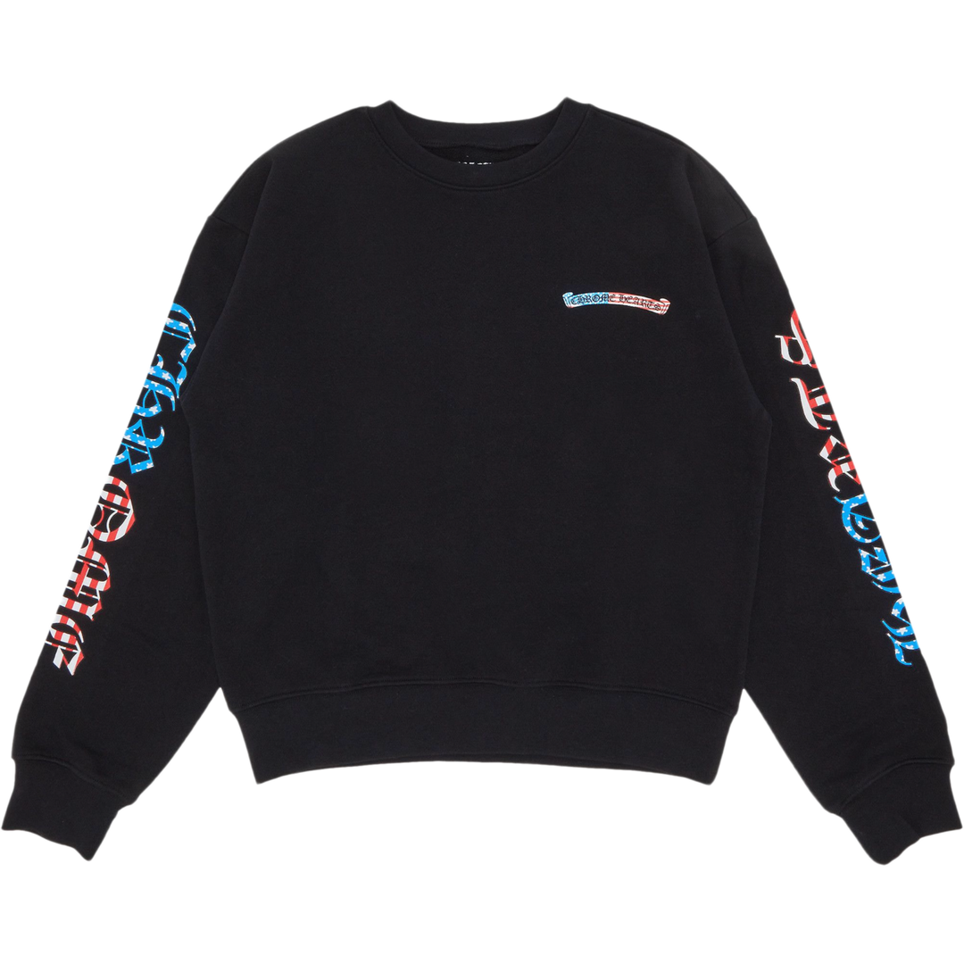 CHROME HEARTS 'USA SCROLL' BLACK CREWNECK SWEATER