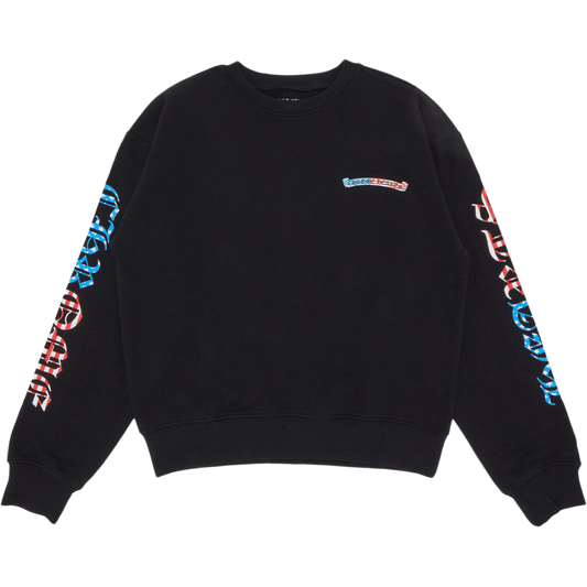 CHROME HEARTS 'USA SCROLL' BLACK CREWNECK SWEATER