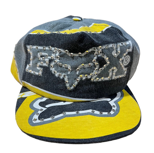 BOSSI 'YELLOW/GREY' FOX RHINESTONE HAT