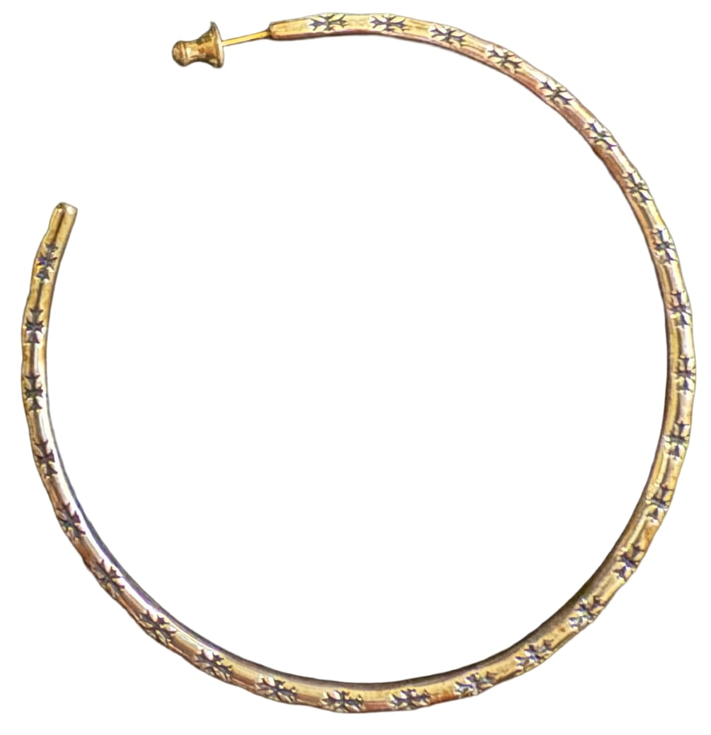 CHROME HEARTS 'CROSS' SILVER HOOP EARRING