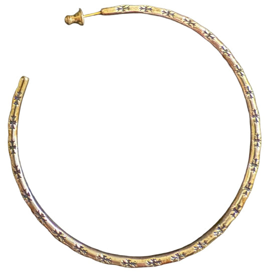 CHROME HEARTS 'CROSS' SILVER HOOP EARRING
