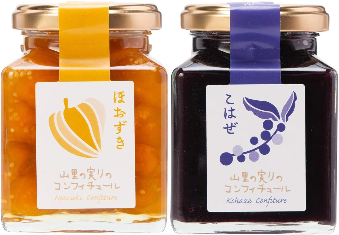 Confetti Set [Hozuki, Koaze, 7.1 oz (200 g) Each 1], Akita Prefecture Jam Set, Akita Souvenir, Kamikoani Tourism Product