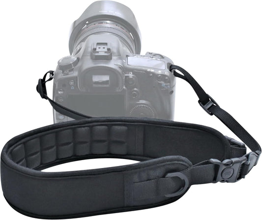 [La Tonsai] Camera Neck Strap, Elastic Air Cushion, Shoulder Strap, Shoulder Strap, Shoulder Pad, Quick Shooting, Tripod, Attachable, Removable, Buckle, Quick Release, Breakaway (BLACK), Black