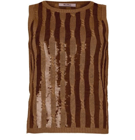 MAX MARA Golia スパンコール刺繍入り リネン ニット タンクトップ - Image 1