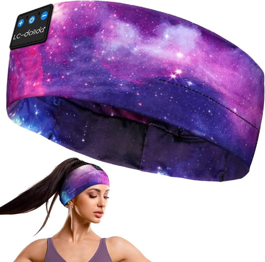 LC-dolida Headband Headphones, Sleep Headphones, Bluetooth Headband for Sleeping, Wireless Headband Headphones with Thin HD Stereo Speaker, Convenient to Use for Side Sleepers, Sports, Yoga, Travel
