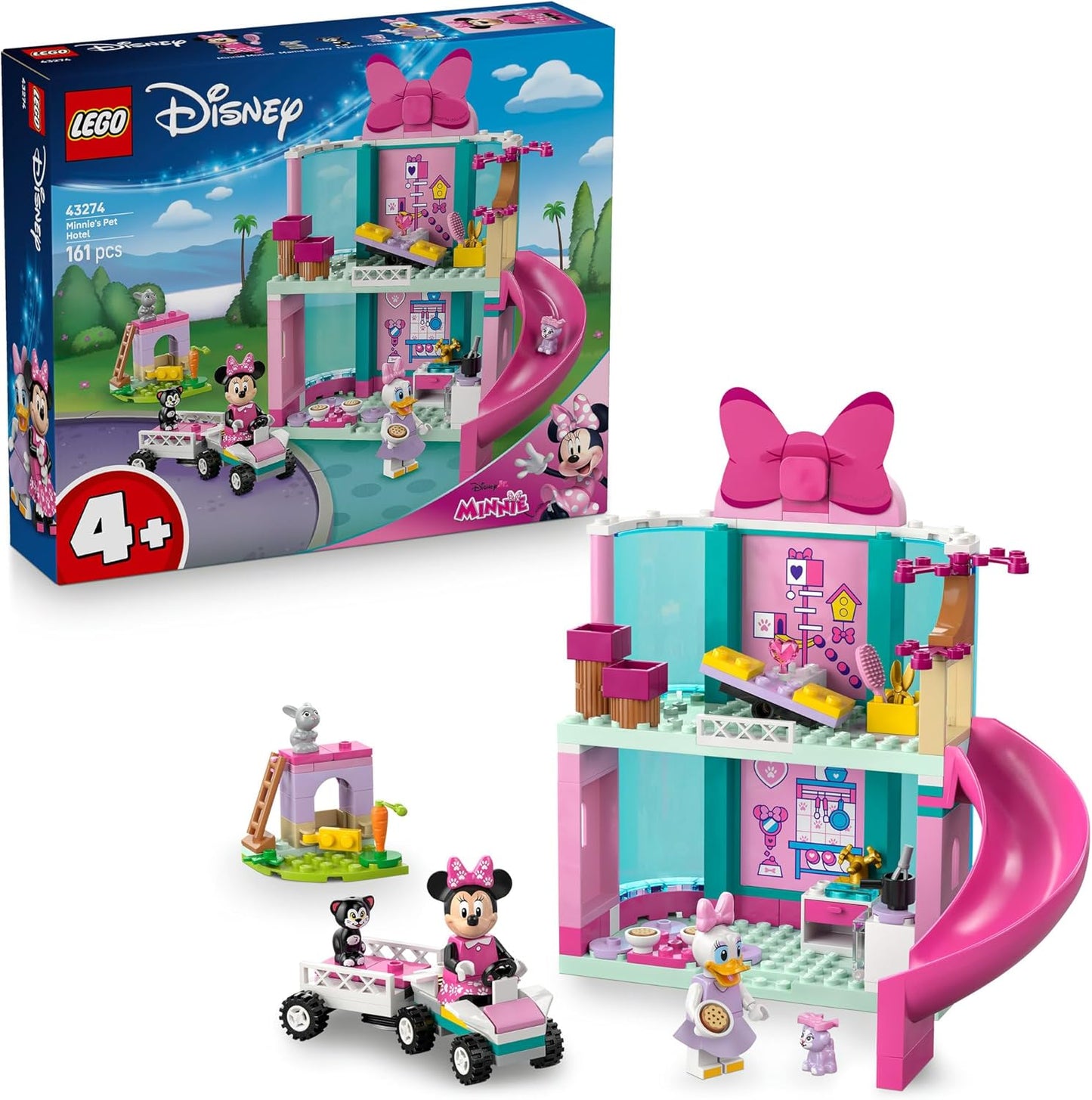 LEGO Disney 43274 Minnie Pet Hotel Toy Toy Birthday Present Blocks Educational Boys Girls Children 4 Years 5 6 Years Old Animals Creatures Pretend Play Play Play