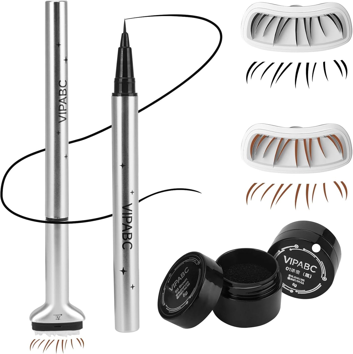 [Set of 2] Lower Eyelash Stamp, Eyeliner Pen, Lower Eyelash Stamp, 2 in 1 Waterproof, 1 Second Creation, Beginner, Lower Eyelash Stamp, Lower Eyelash Stamp, Lower Eyelash Stamp (Black + Brown)