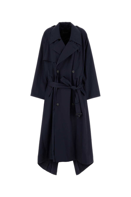 Balenciaga バレンシアガネイビーブルーコットン特大トレンチコート - Image 1