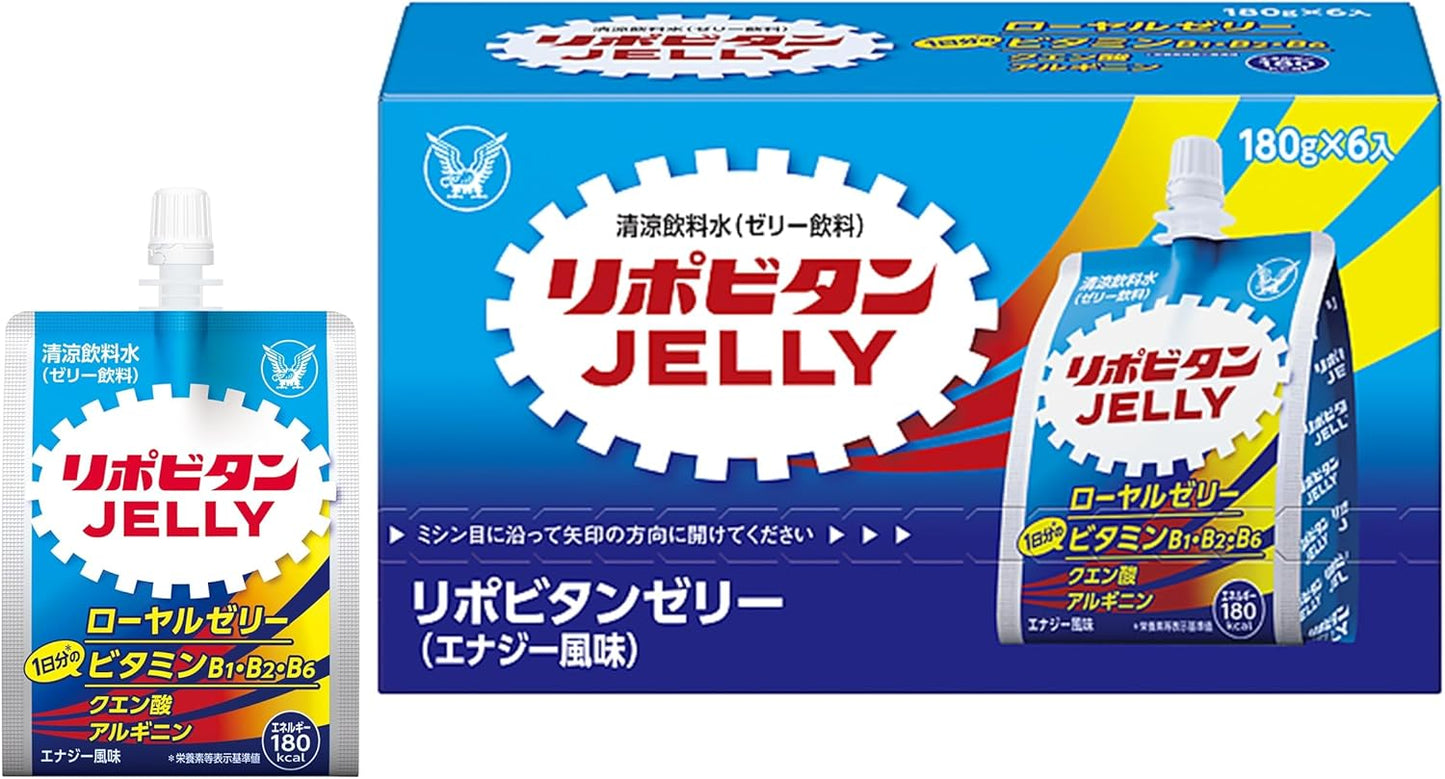 Lipobitan Jelly C, 6.3 oz (180 g) x 6 Packs, Energy Flavor, Taisho Pharmaceutical, Nutritional Intake Vitamins, B-Maltodextrin, Arginine, Royal Jelly, Citric Acid, 180 kcal, Heat Stroke Prevention