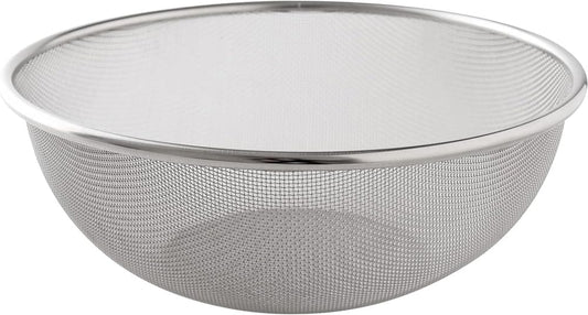 Arnest A-77859 Stainless Steel Colander, 9.4 inches (24 cm), 16 Mesh Suitable for Small Rice Grains, Easy to Wash (Wireless Bottom), Resistant to Dents, Made in Tsubame-Sanjo, Japan, Silver