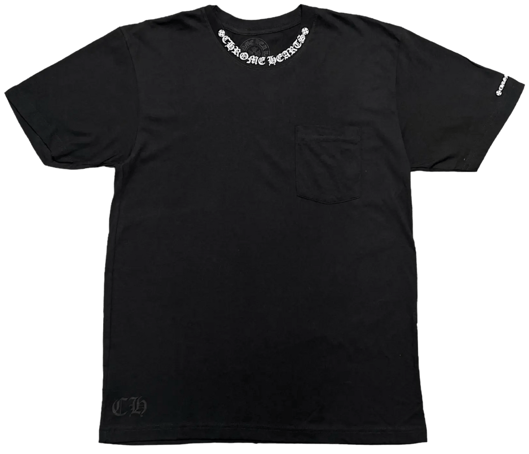 CHROME HEARTS 'NECK LOGO' POCKET BLACK TEE